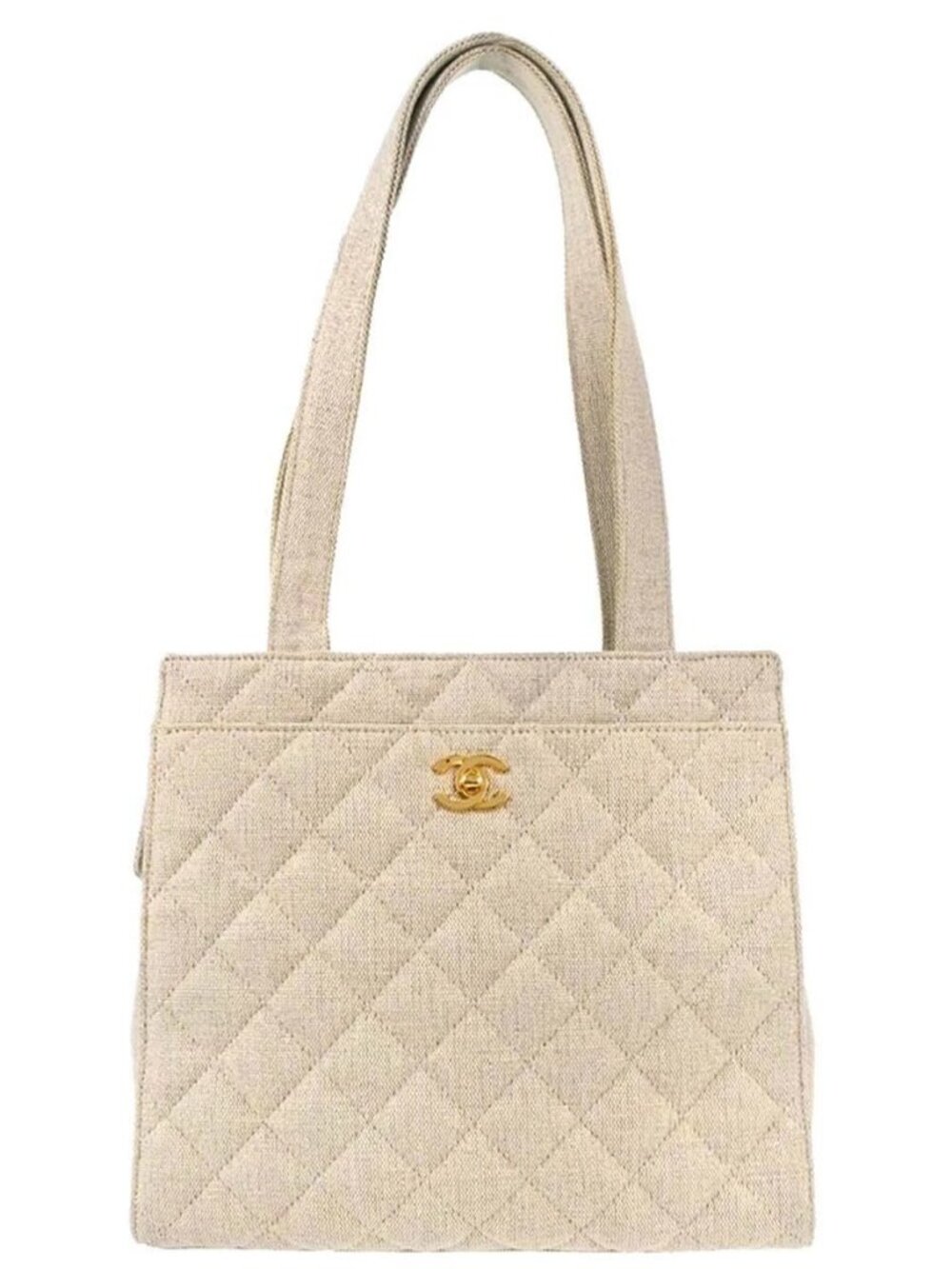 Chanel Beige Canvas Tote Handbag 197652
